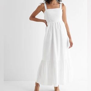 Express Square Neck Bow Tiered Maxi Dress